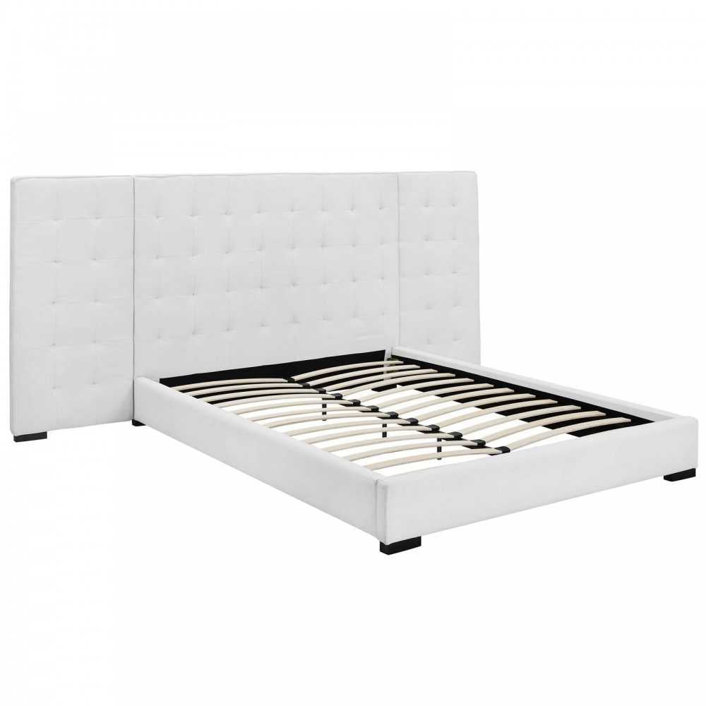 Sierra Queen Upholstered Fabric Platform Bed, White