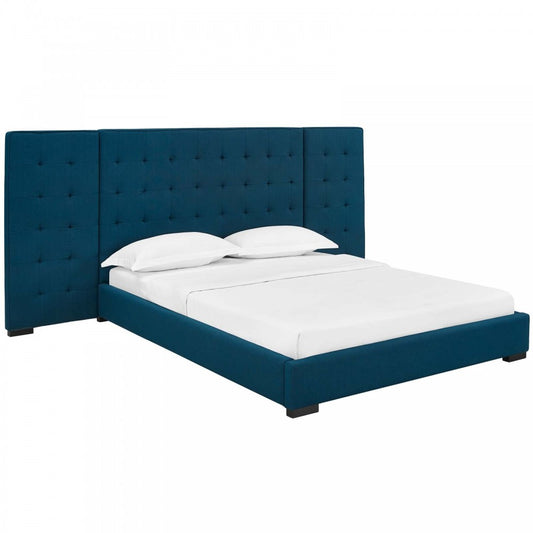 Sierra Queen Upholstered Fabric Platform Bed, Azure