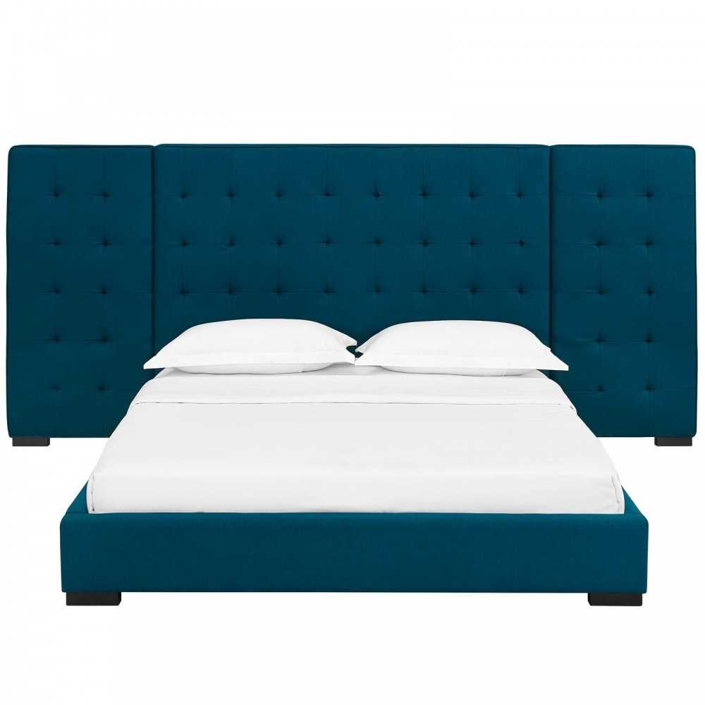 Sierra Queen Upholstered Fabric Platform Bed, Azure