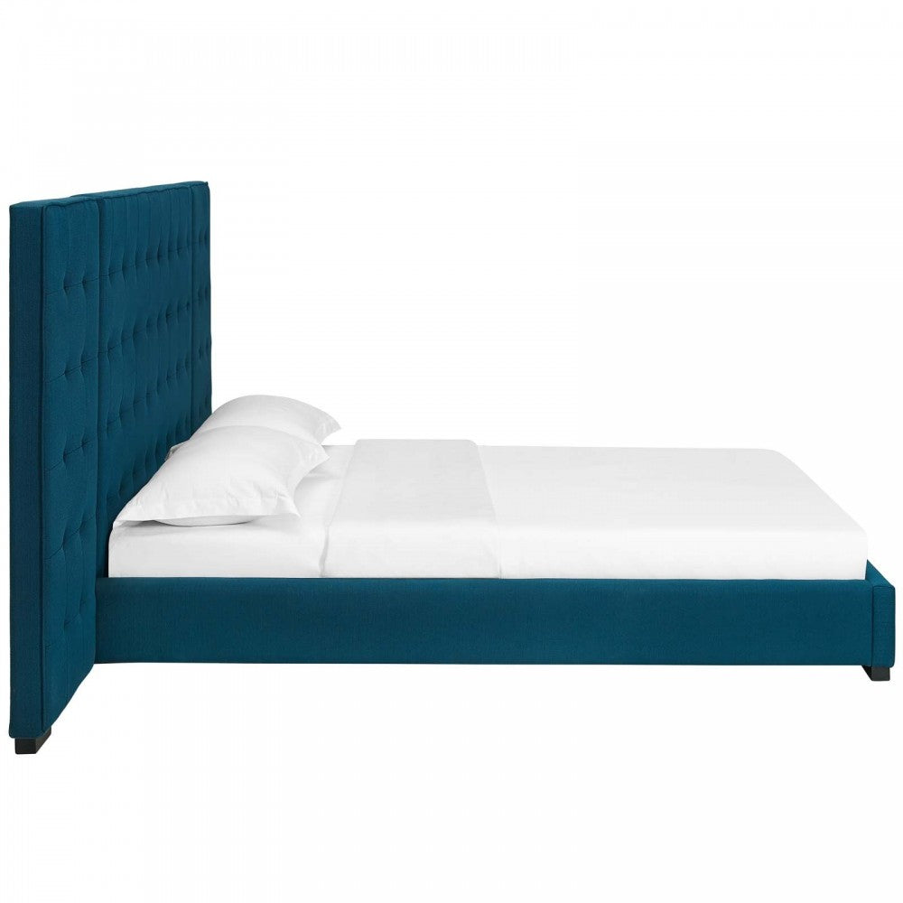 Sierra Queen Upholstered Fabric Platform Bed, Azure