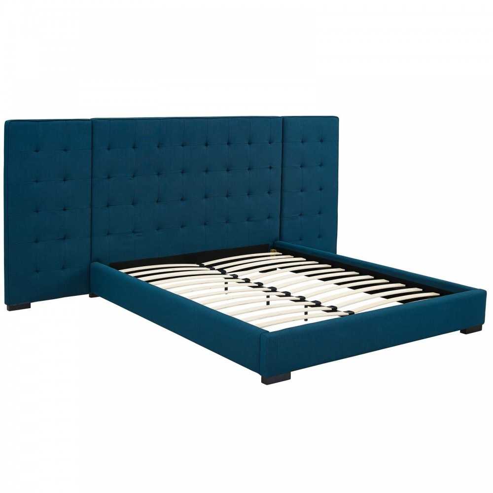 Sierra Queen Upholstered Fabric Platform Bed, Azure