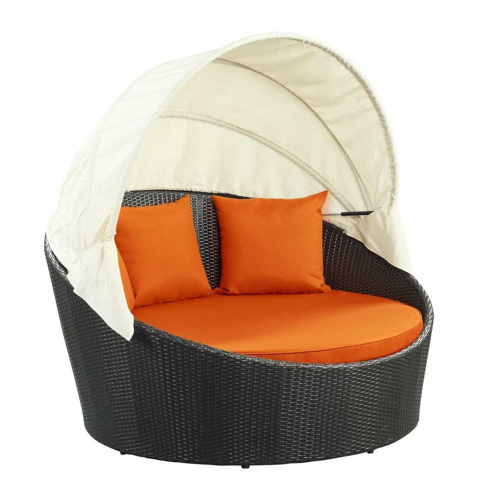 Siesta Canopy Outdoor Patio Daybed, Espresso Orange