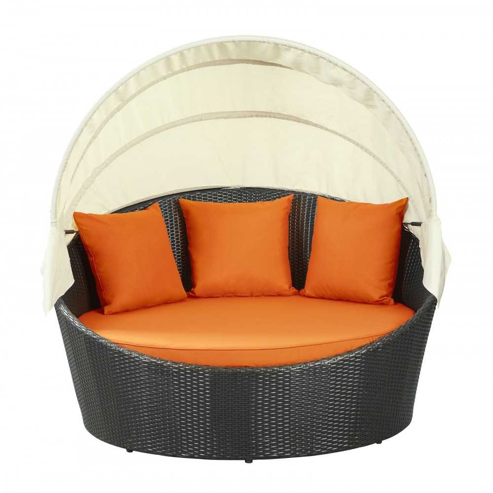 Siesta Canopy Outdoor Patio Daybed, Espresso Orange