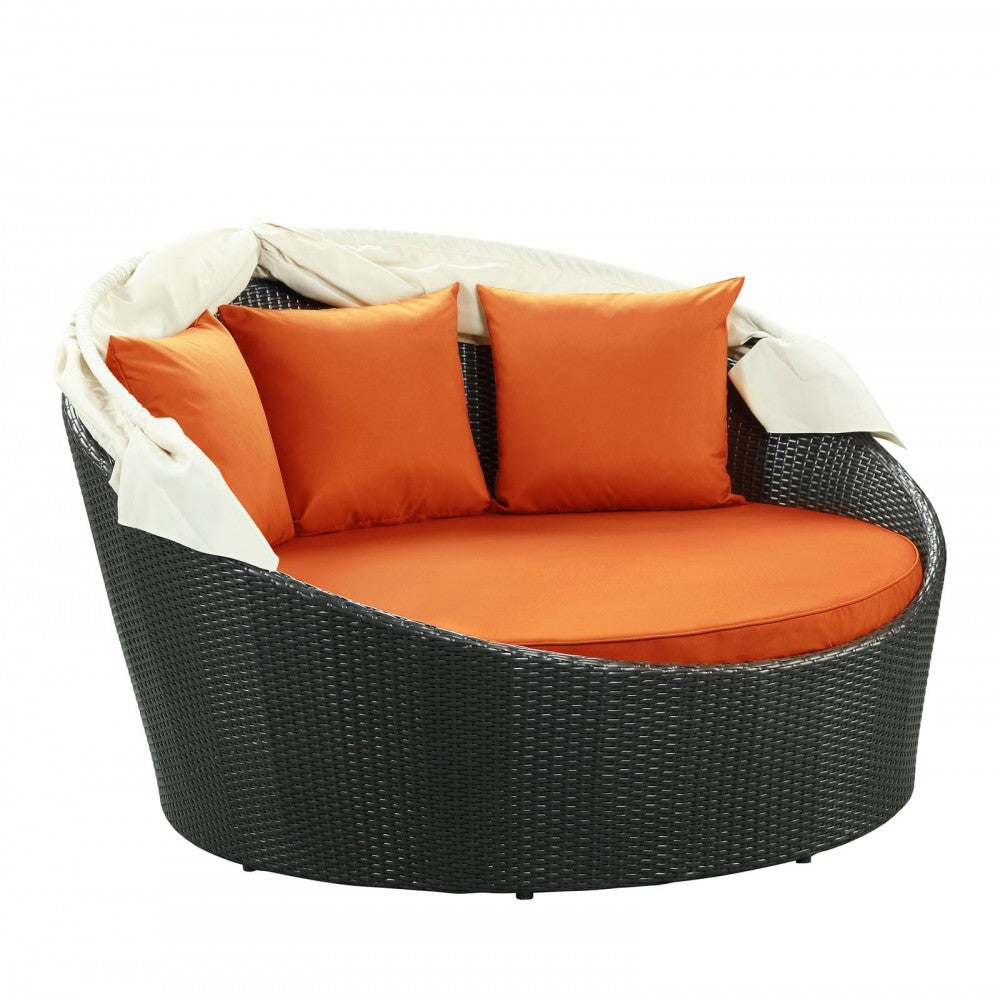 Siesta Canopy Outdoor Patio Daybed, Espresso Orange