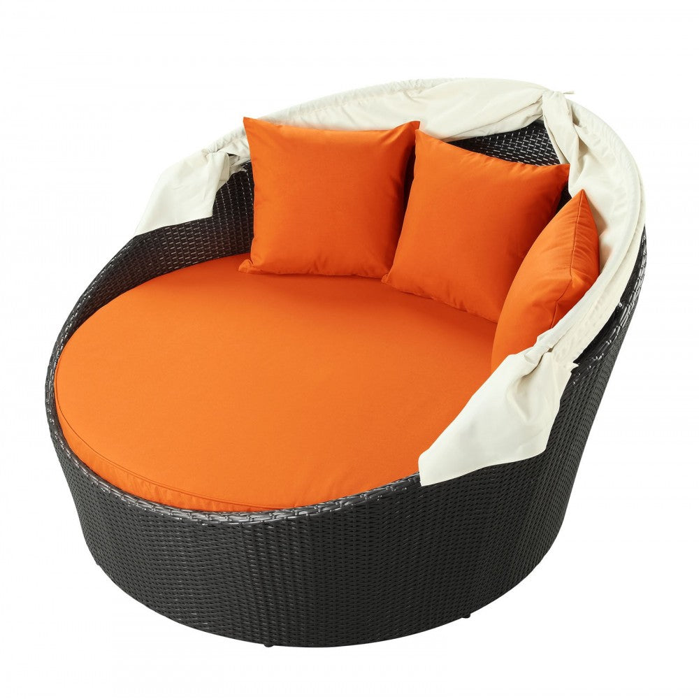 Siesta Canopy Outdoor Patio Daybed, Espresso Orange