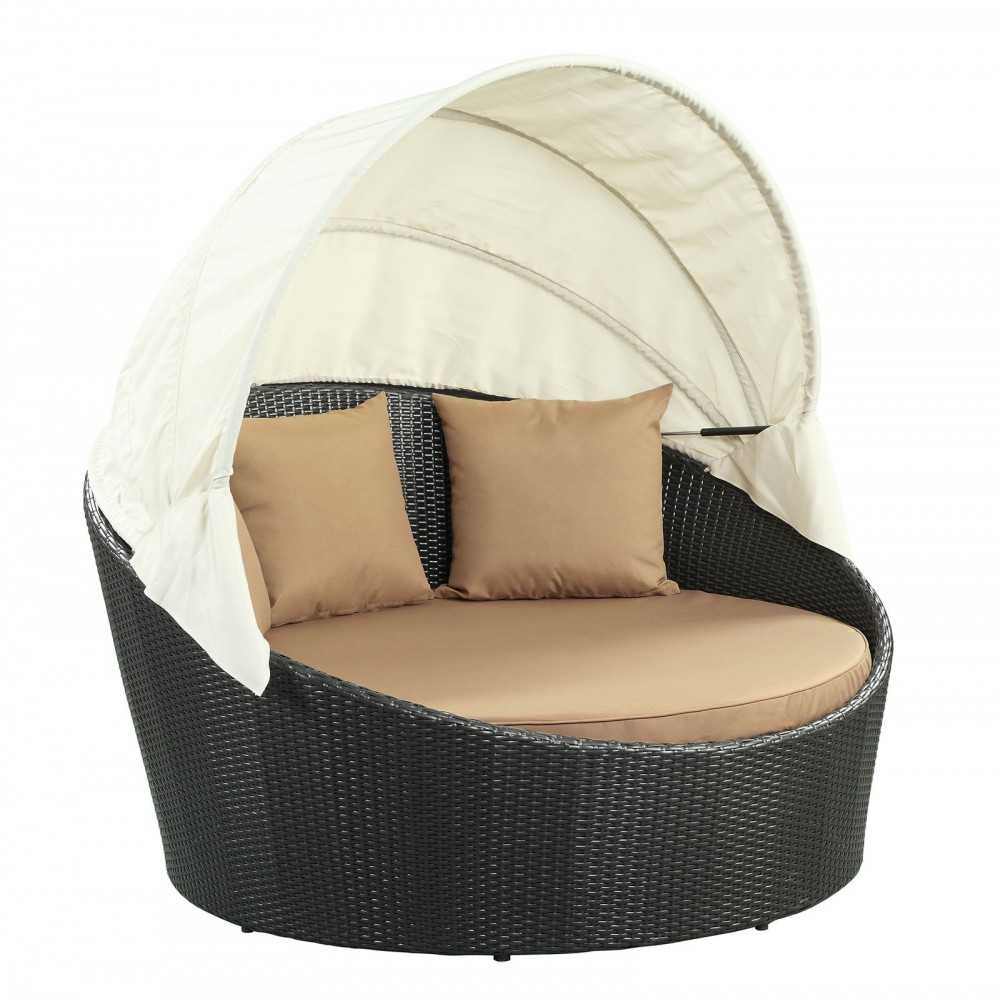 Siesta Canopy Outdoor Patio Daybed, Espresso Mocha