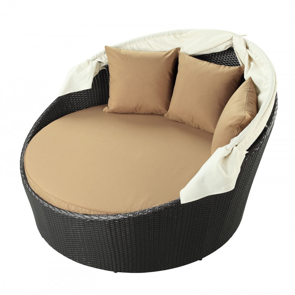 Siesta Canopy Outdoor Patio Daybed, Espresso Mocha