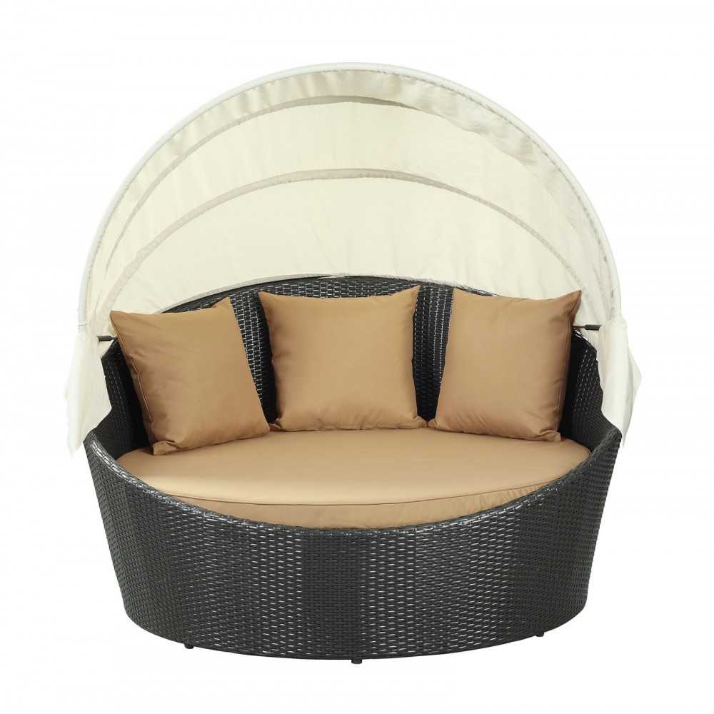 Siesta Canopy Outdoor Patio Daybed, Espresso Mocha