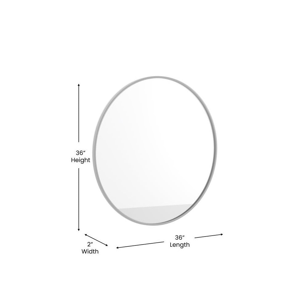 Silver 36" Round Wall Mirror