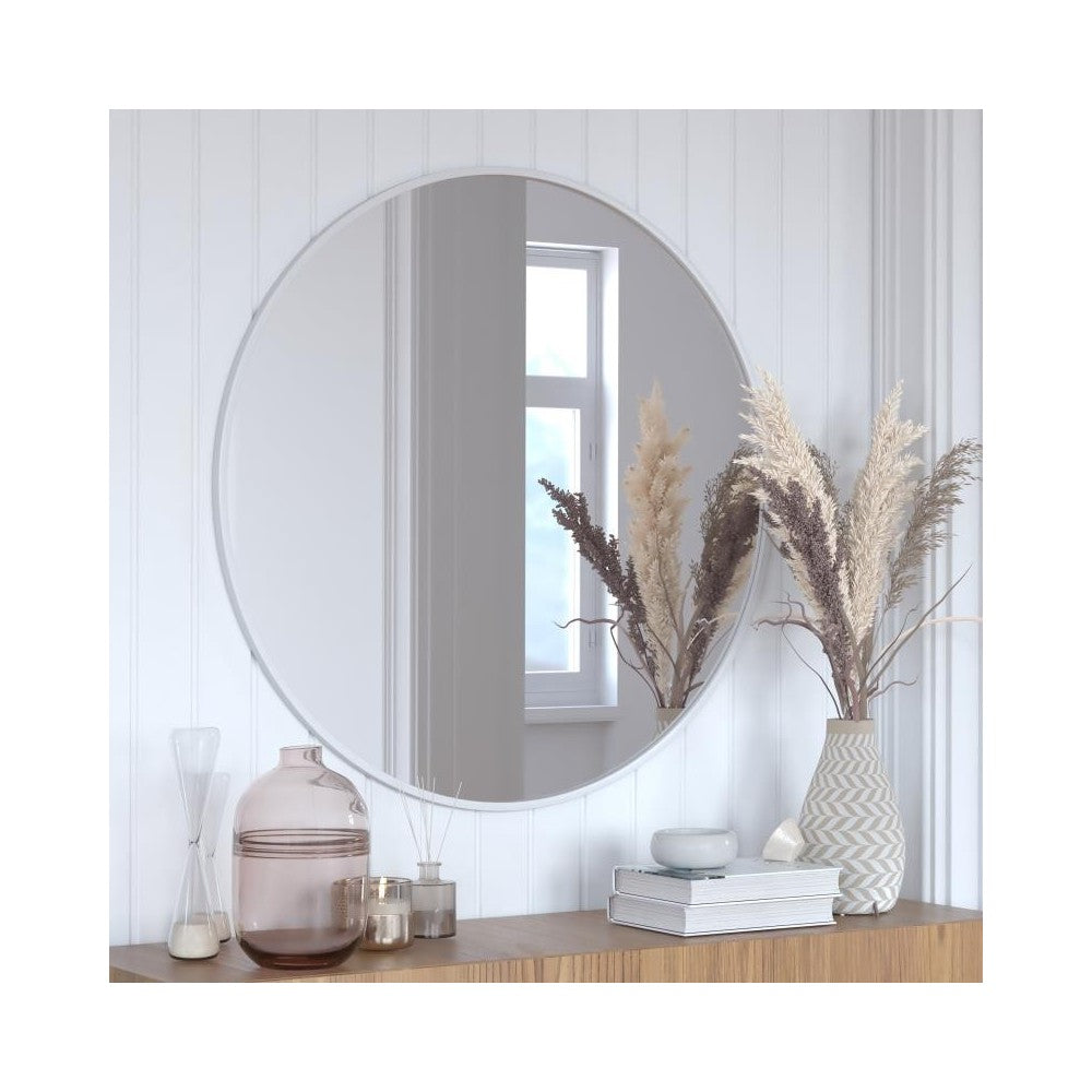 Silver 36" Round Wall Mirror