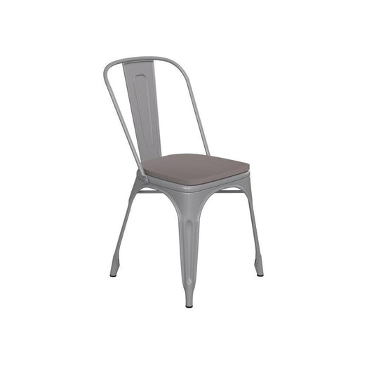 Silver Metal Chair-Gray Seat