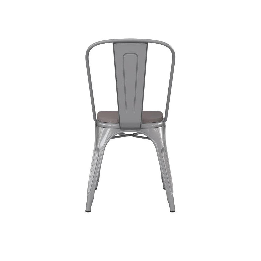 Silver Metal Chair-Gray Seat