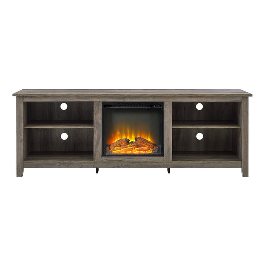 Simple 70" Fireplace TV Stand - Gray Wash