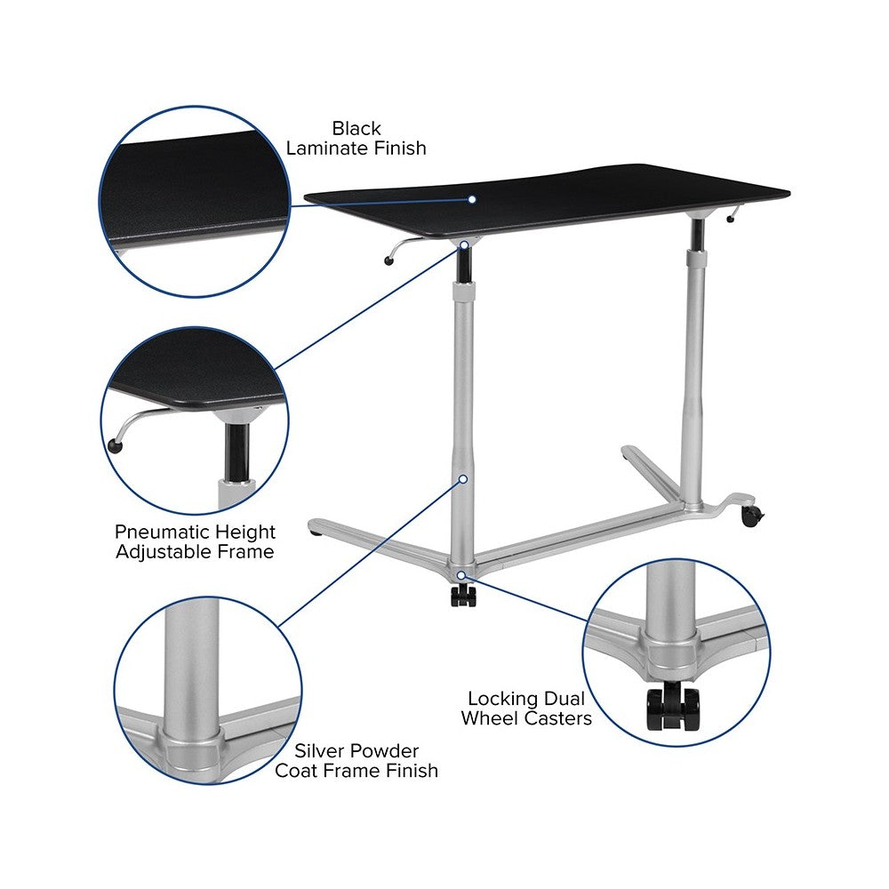 Sit-Down, Stand-Up Black Computer Ergonomic Desk with 37.375"W Top (Adjustable Range 29" - 40.75")