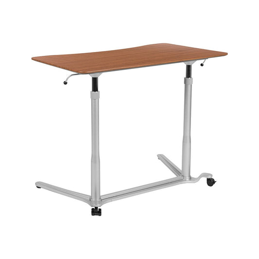 Sit-Down, Stand-Up Cherry Computer Ergonomic Desk with 37.375"W Top (Adjustable Range 29" - 40.75")