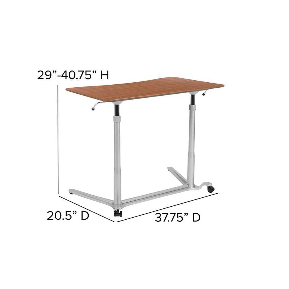 Sit-Down, Stand-Up Cherry Computer Ergonomic Desk with 37.375"W Top (Adjustable Range 29" - 40.75")