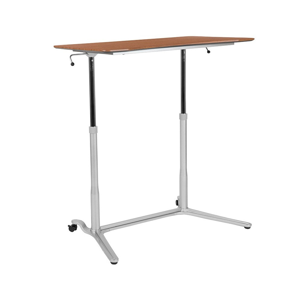 Sit-Down, Stand-Up Cherry Computer Ergonomic Desk with 37.375"W Top (Adjustable Range 29" - 40.75")