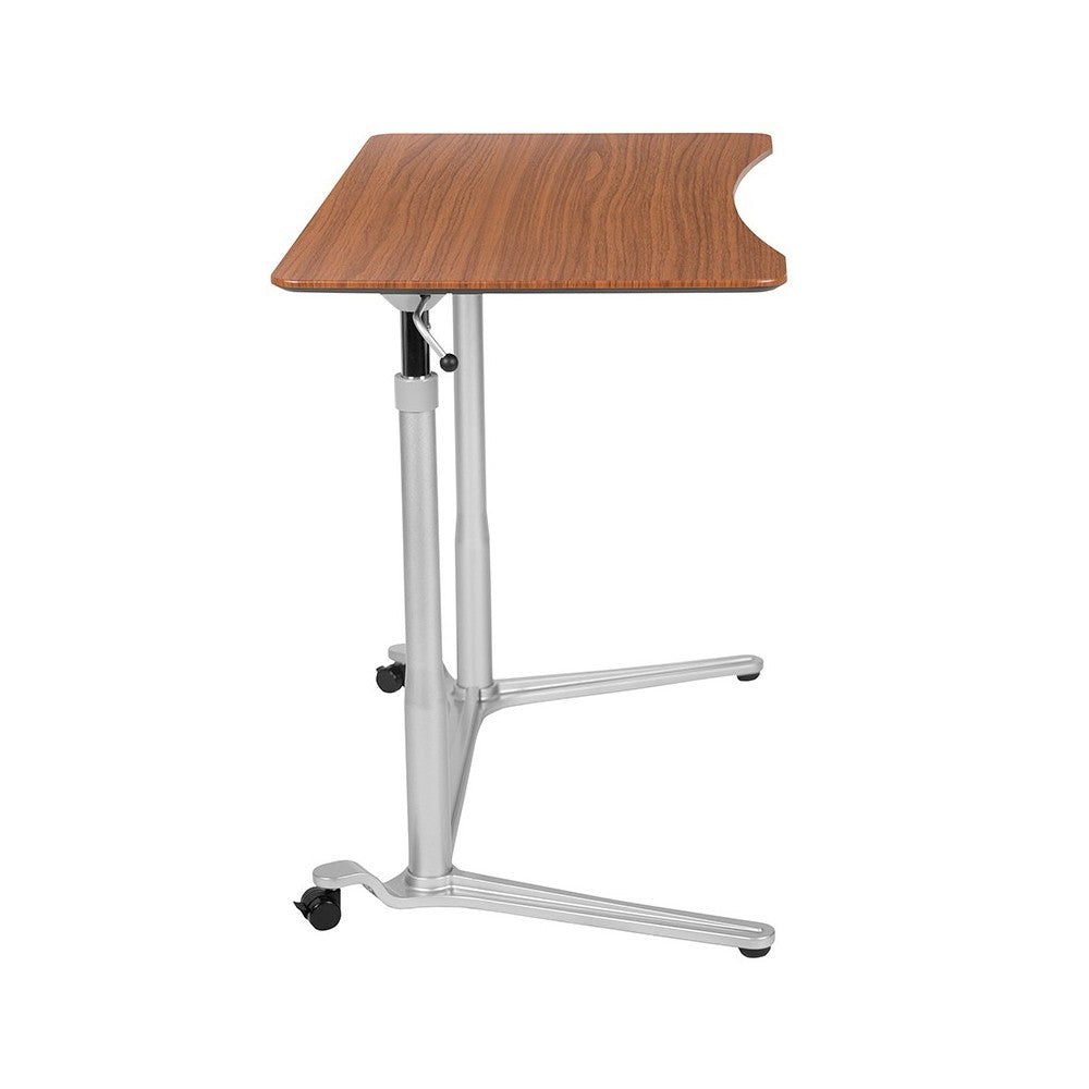 Sit-Down, Stand-Up Cherry Computer Ergonomic Desk with 37.375"W Top (Adjustable Range 29" - 40.75")