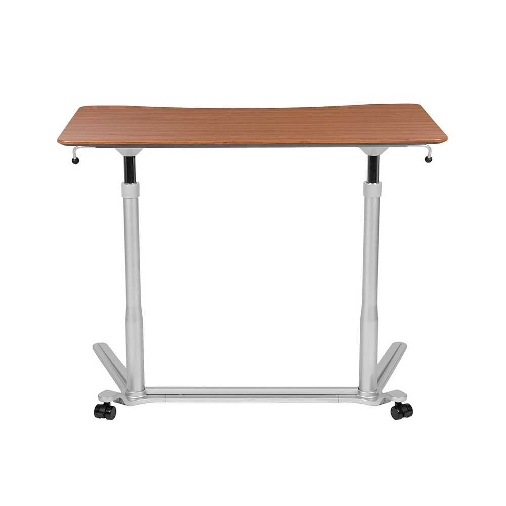 Sit-Down, Stand-Up Cherry Computer Ergonomic Desk with 37.375"W Top (Adjustable Range 29" - 40.75")