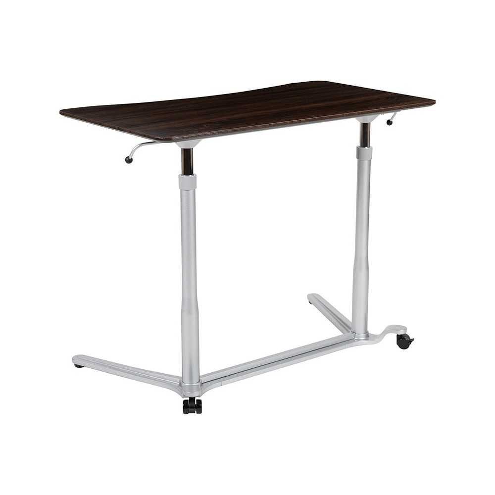 Sit-Down, Stand-Up Dark Wood Grain Computer Ergonomic Desk with 37.375"W Top (Adjustable Range 29" - 40.75")