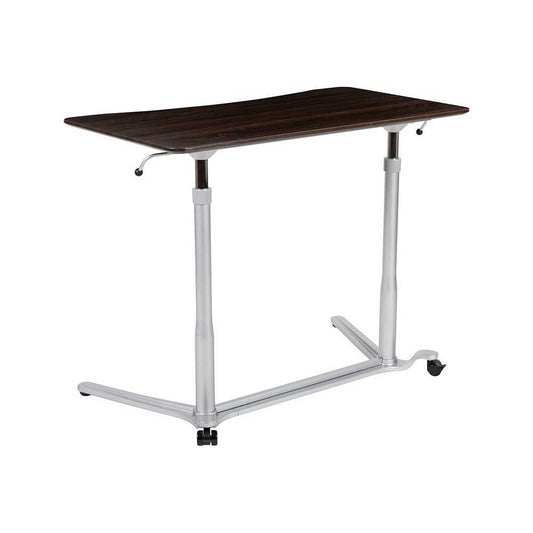 Sit-Down, Stand-Up Dark Wood Grain Computer Ergonomic Desk with 37.375"W Top (Adjustable Range 29" - 40.75")