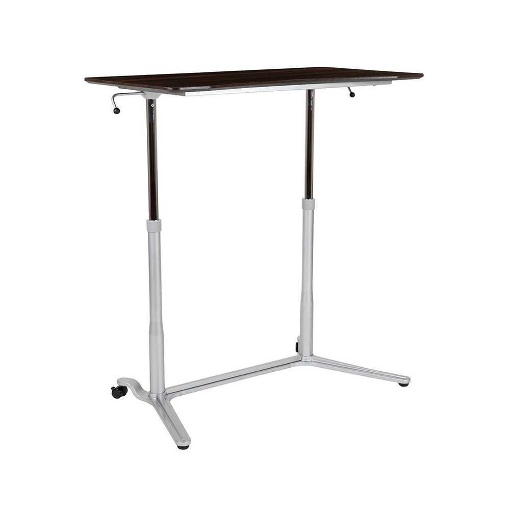 Sit-Down, Stand-Up Dark Wood Grain Computer Ergonomic Desk with 37.375"W Top (Adjustable Range 29" - 40.75")