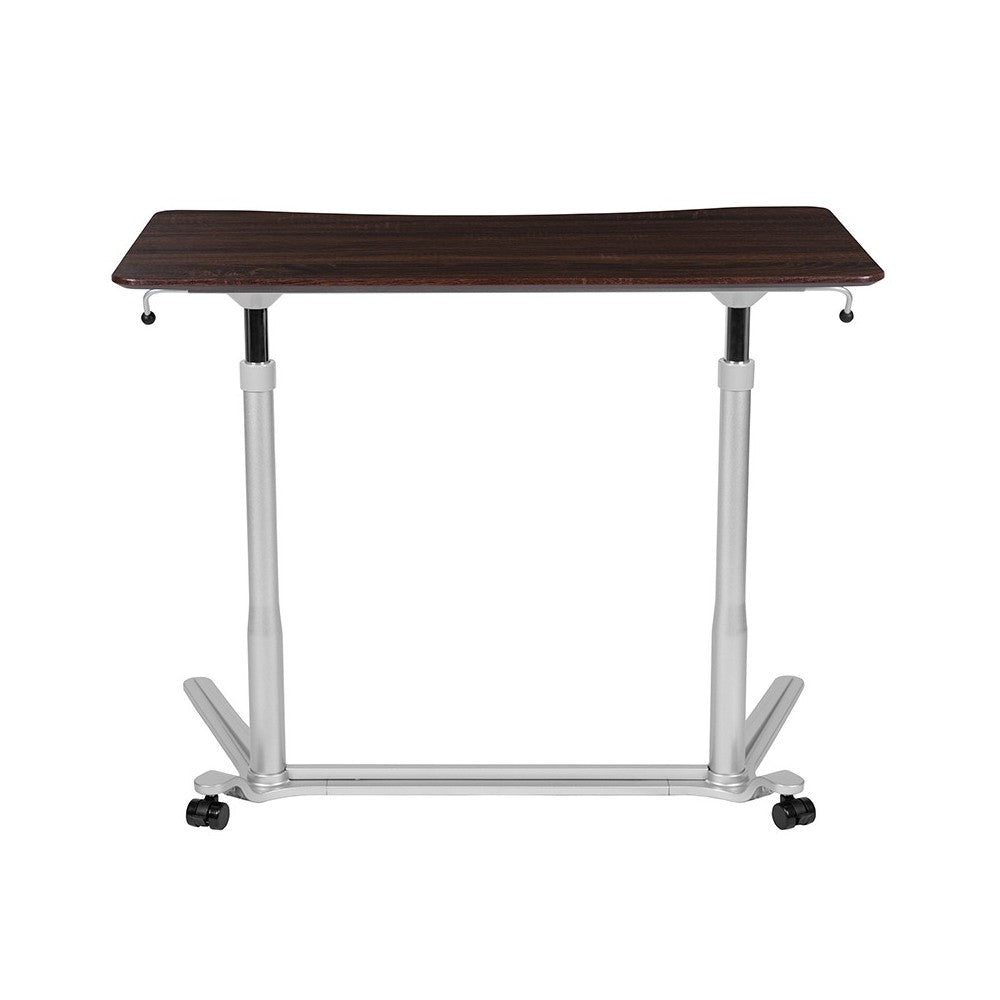 Sit-Down, Stand-Up Dark Wood Grain Computer Ergonomic Desk with 37.375"W Top (Adjustable Range 29" - 40.75")