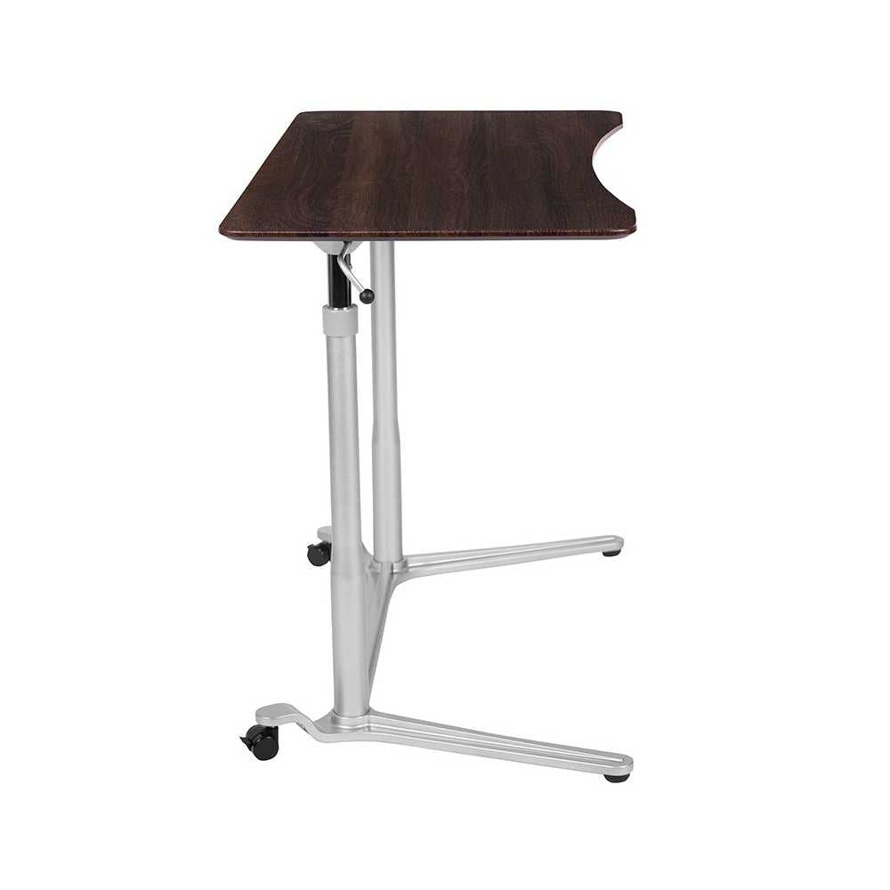 Sit-Down, Stand-Up Dark Wood Grain Computer Ergonomic Desk with 37.375"W Top (Adjustable Range 29" - 40.75")