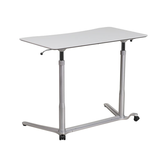 Sit-Down, Stand-Up Light Gray Computer Ergonomic Desk with 37.375''W Top (Adjustable Range 29'' - 40.75'')