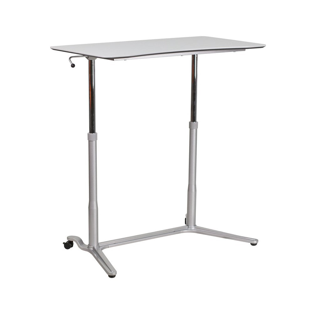 Sit-Down, Stand-Up Light Gray Computer Ergonomic Desk with 37.375''W Top (Adjustable Range 29'' - 40.75'')