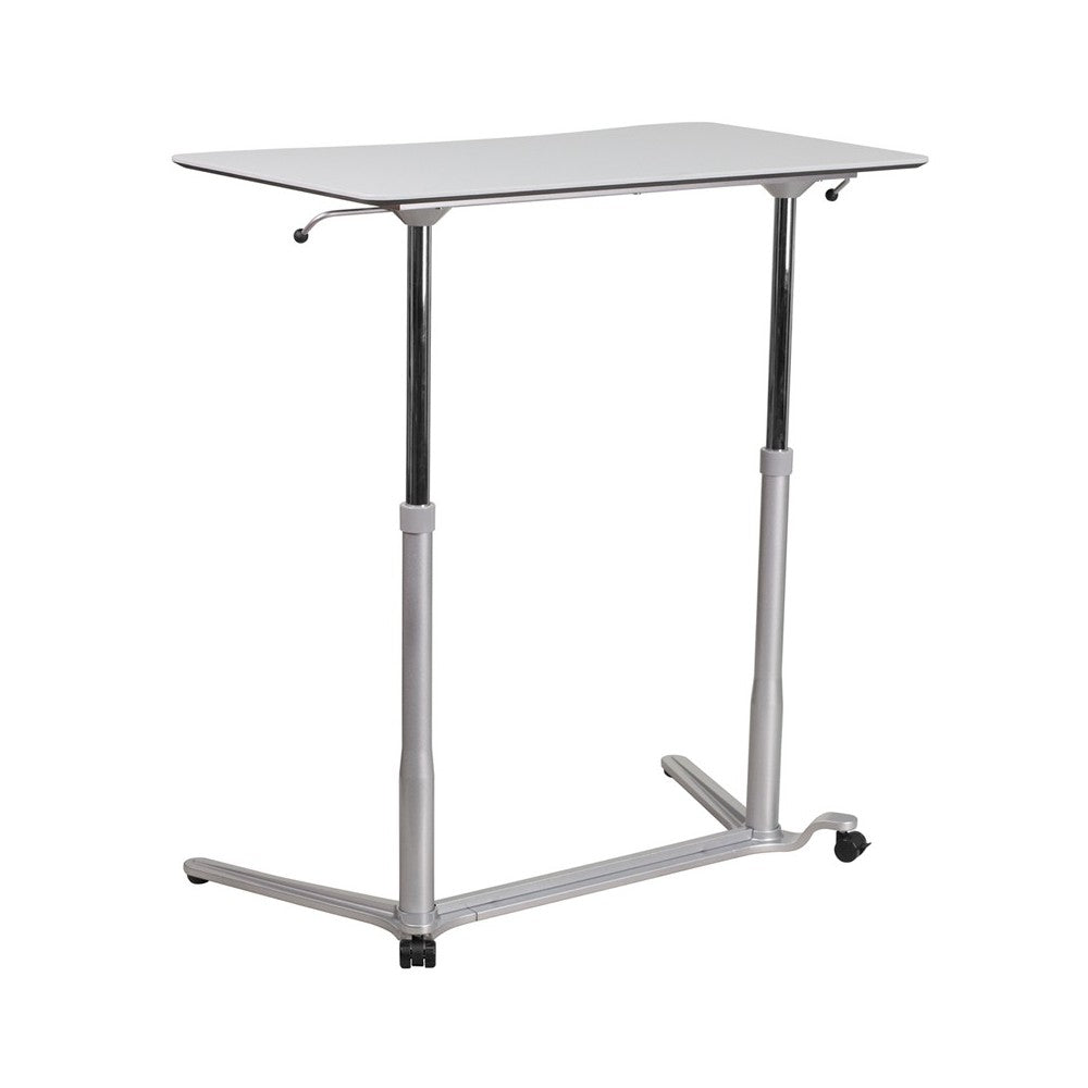 Sit-Down, Stand-Up Light Gray Computer Ergonomic Desk with 37.375''W Top (Adjustable Range 29'' - 40.75'')