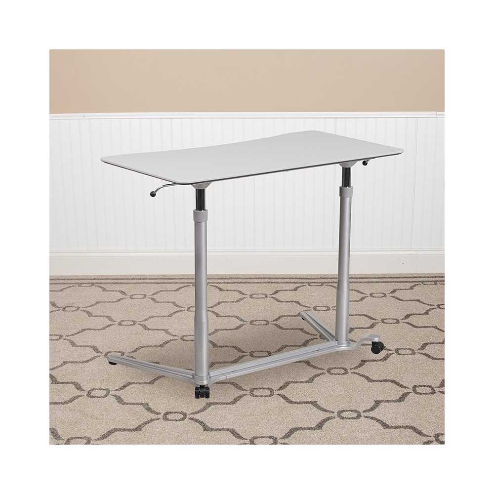 Sit-Down, Stand-Up Light Gray Computer Ergonomic Desk with 37.375''W Top (Adjustable Range 29'' - 40.75'')