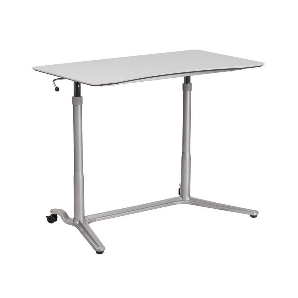 Sit-Down, Stand-Up Light Gray Computer Ergonomic Desk with 37.375''W Top (Adjustable Range 29'' - 40.75'')