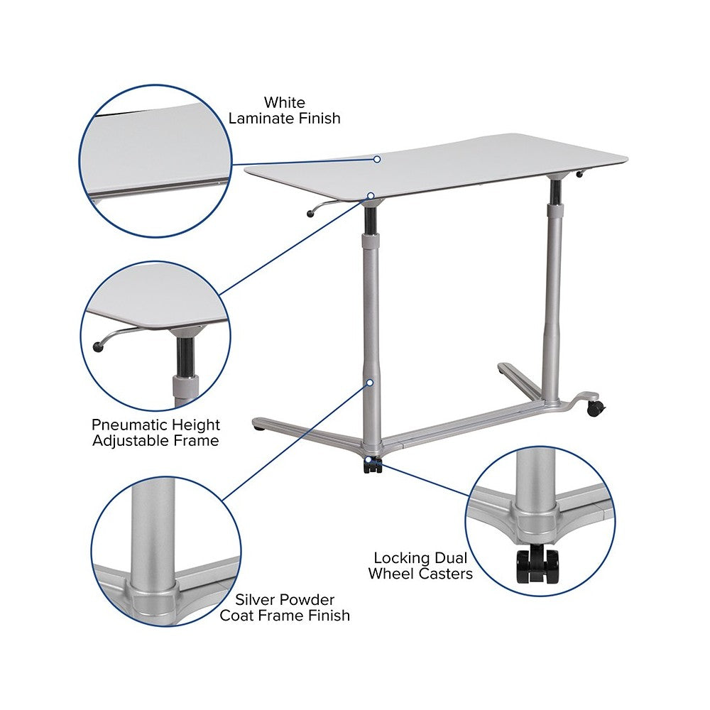 Sit-Down, Stand-Up Light Gray Computer Ergonomic Desk with 37.375''W Top (Adjustable Range 29'' - 40.75'')