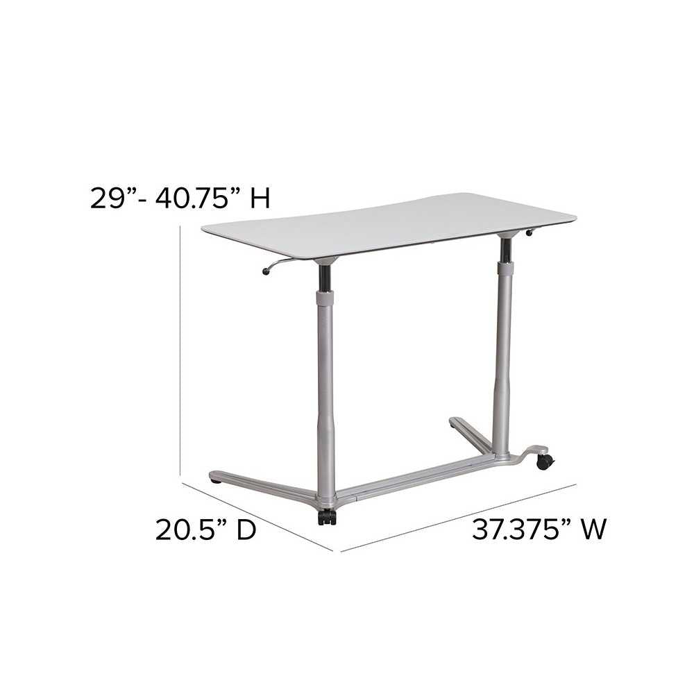 Sit-Down, Stand-Up Light Gray Computer Ergonomic Desk with 37.375''W Top (Adjustable Range 29'' - 40.75'')