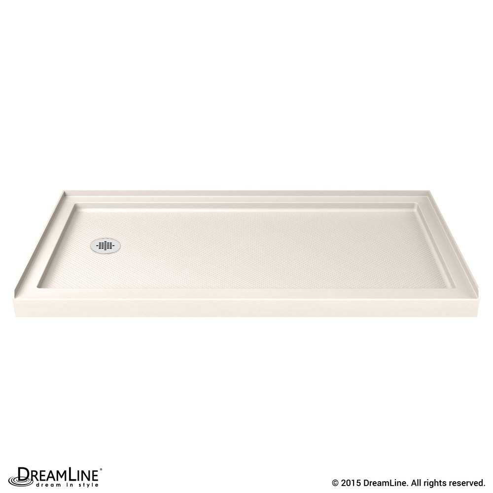 SlimLine 30 in. D x 60 in. W x 2 3/4 in. H Left Drain Single Threshold Shower Base in Biscuit