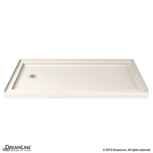 SlimLine 30 in. D x 60 in. W x 2 3/4 in. H Left Drain Single Threshold Shower Base in Biscuit