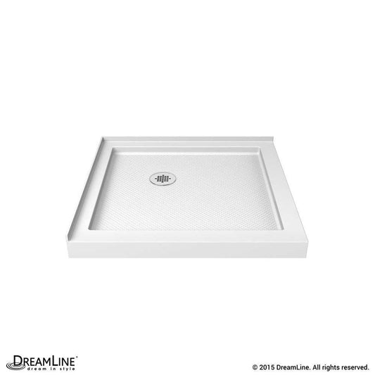 SlimLine 32 in. D x 32 in. W x 2 3/4 in. H Corner Drain Double Threshold Shower Base in White