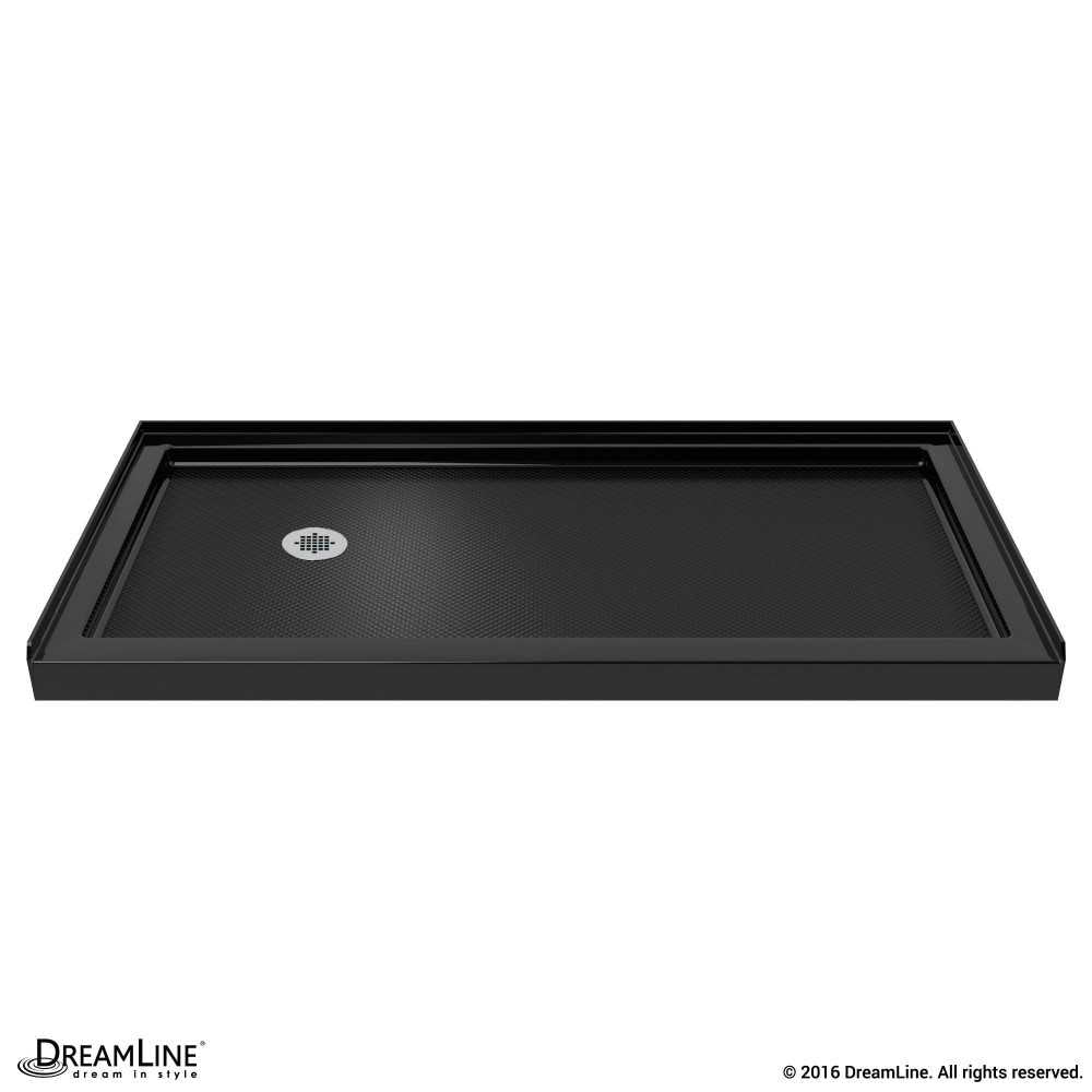 SlimLine 32 in. D x 60 in. W x 2 3/4 in. H Left Drain Single Threshold Shower Base in Black