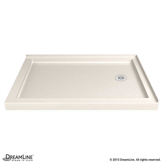SlimLine 34 in. D x 48 in. W x 2 3/4 in. H Right Drain Double Threshold Shower Base in Biscuit