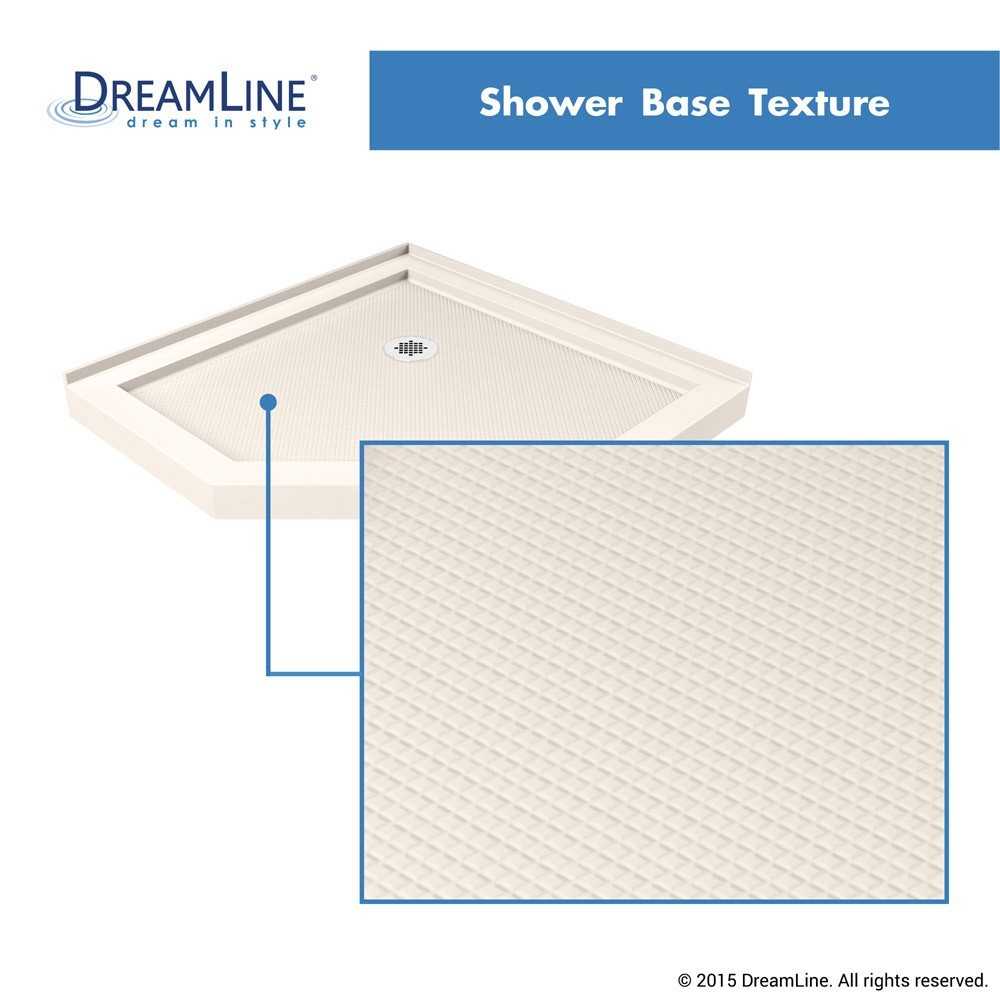 SlimLine 36 in. D x 36 in. W x 2 3/4 in. H Corner Drain Neo-Angle Shower Base in Biscuit