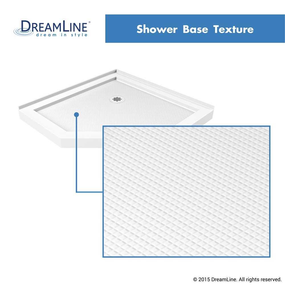 SlimLine 36 in. D x 36 in. W x 2 3/4 in. H Corner Drain Neo-Angle Shower Base in White