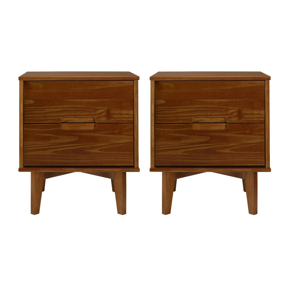 Sloane 2 Drawer Groove Handle Wood Nightstand - Walnut