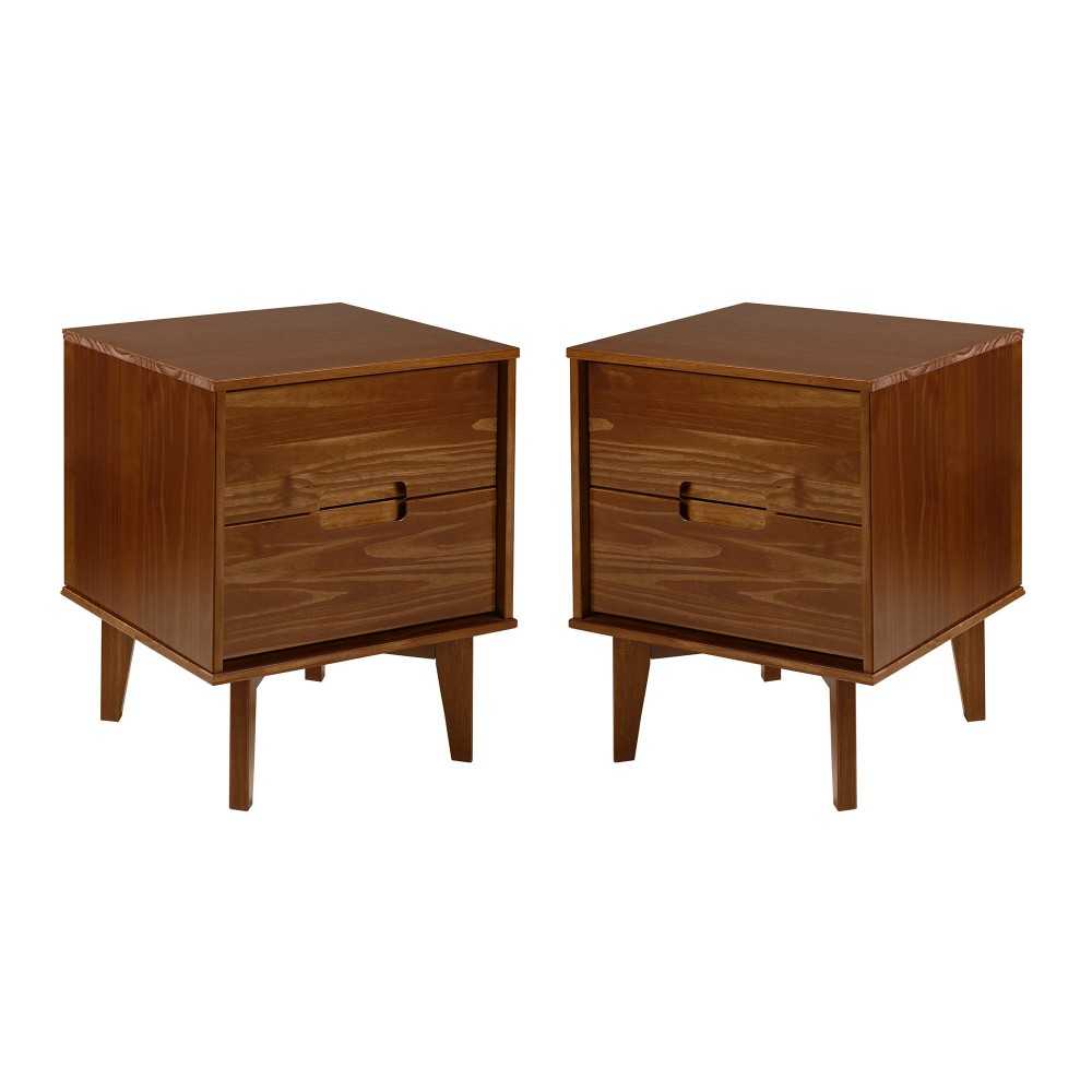 Sloane 2 Drawer Groove Handle Wood Nightstand - Walnut