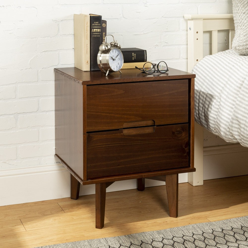 Sloane 2 Drawer Groove Handle Wood Nightstand - Walnut