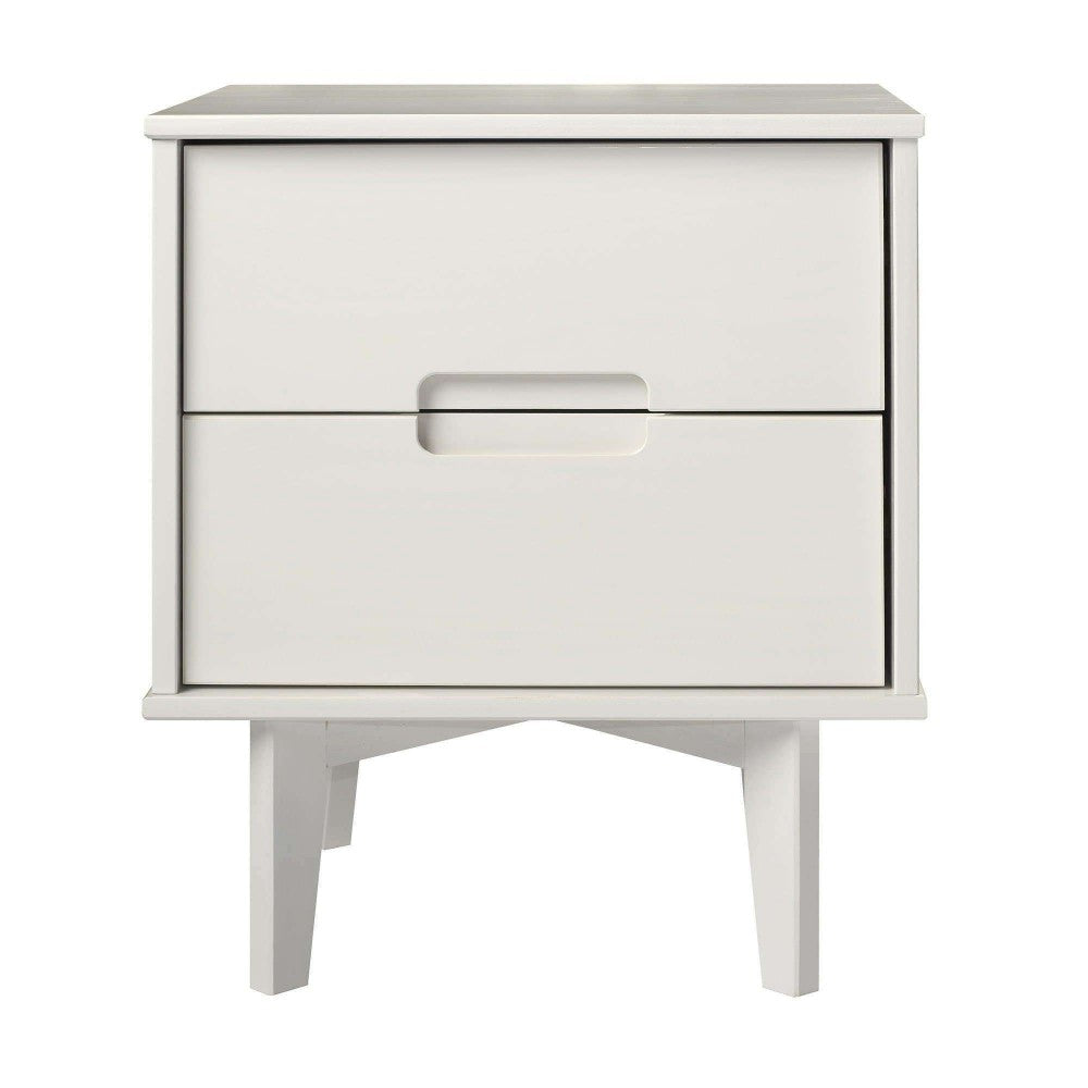 Sloane 2 Drawer Groove Handle Wood Nightstand - White