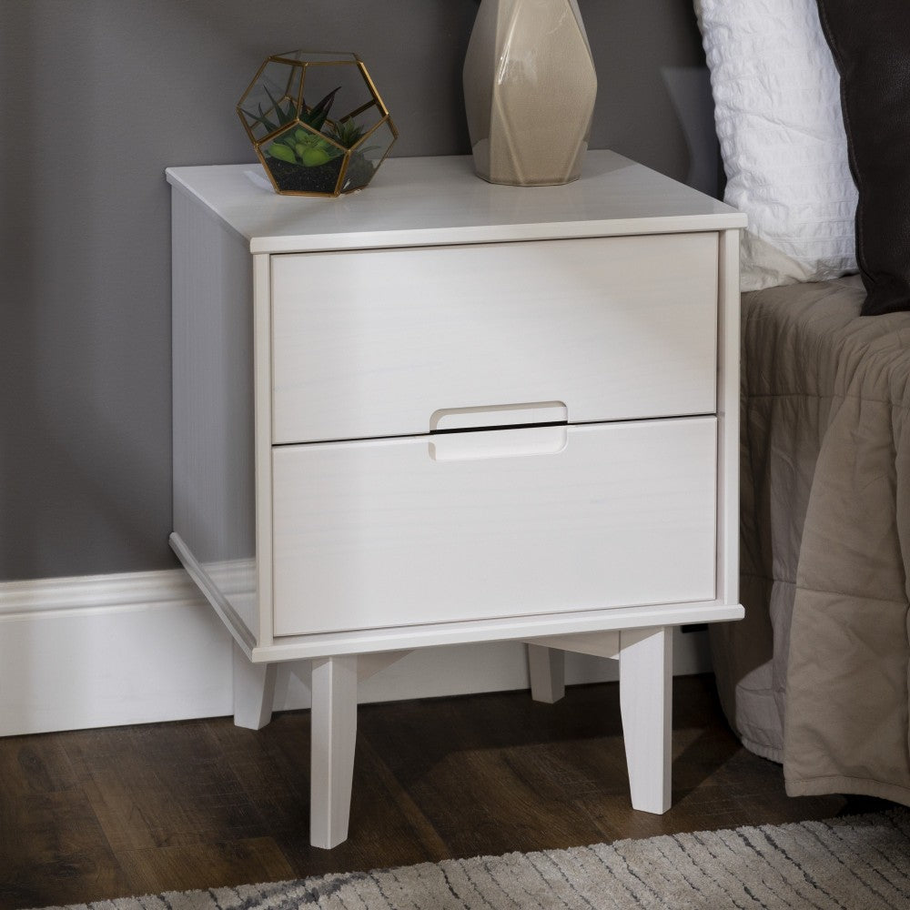 Sloane 2 Drawer Groove Handle Wood Nightstand - White