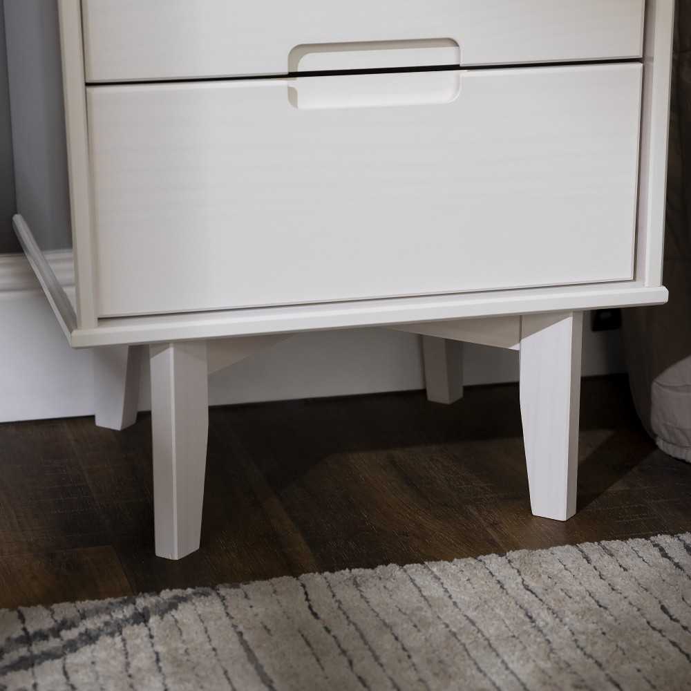 Sloane 2 Drawer Groove Handle Wood Nightstand - White