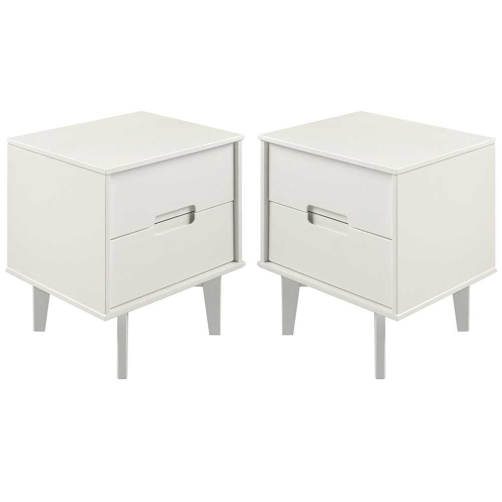 Sloane 2 Drawer Groove Handle Wood Nightstand - White