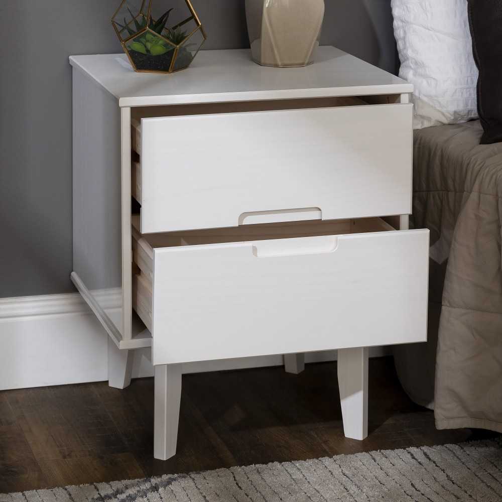 Sloane 2 Drawer Groove Handle Wood Nightstand - White